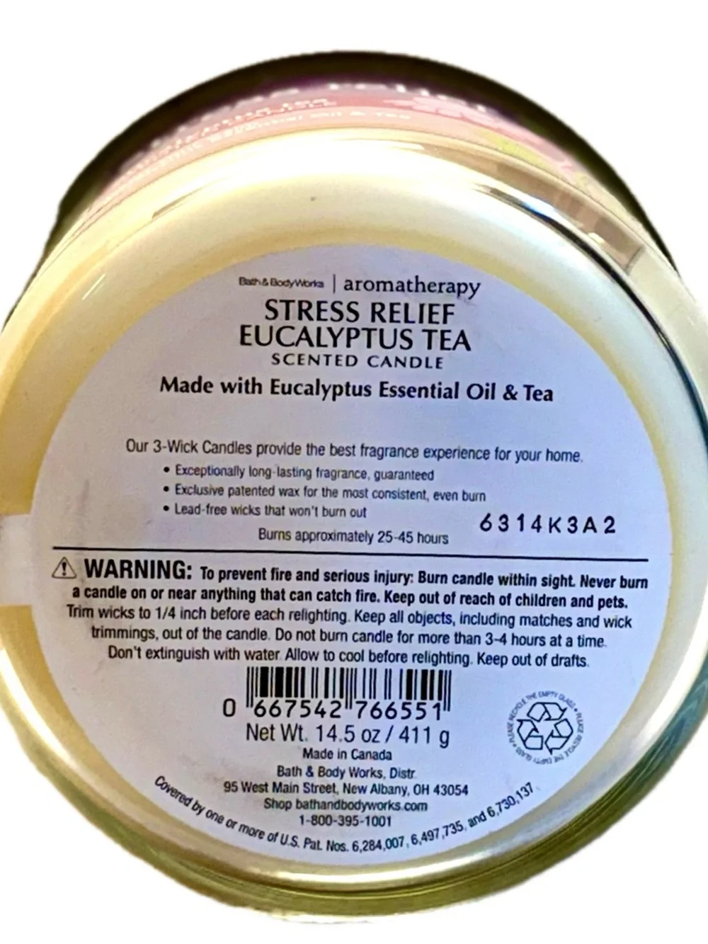 EUCALYPTUS TEA Bath & and Body Works Stress Relief Aromatherapy 3-wick CANDLE